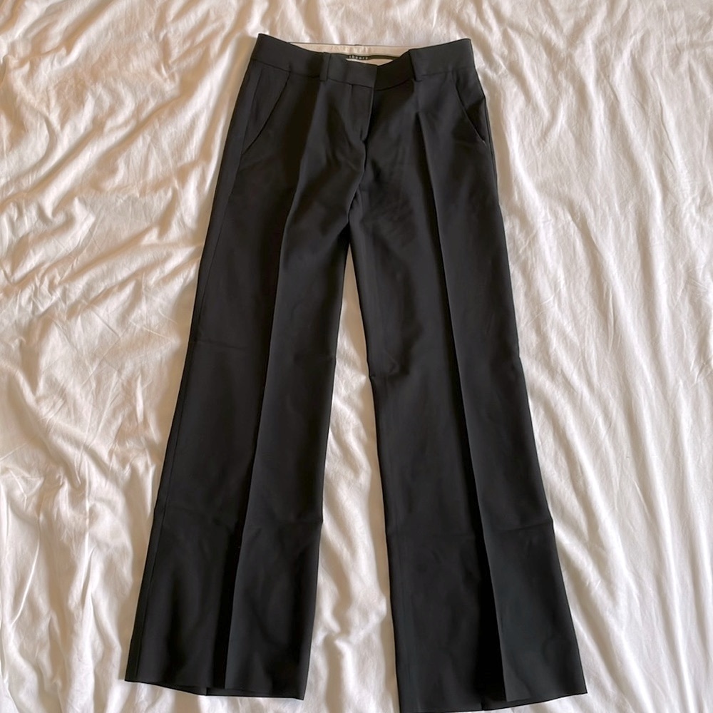 Black mid or low rise theory work pants